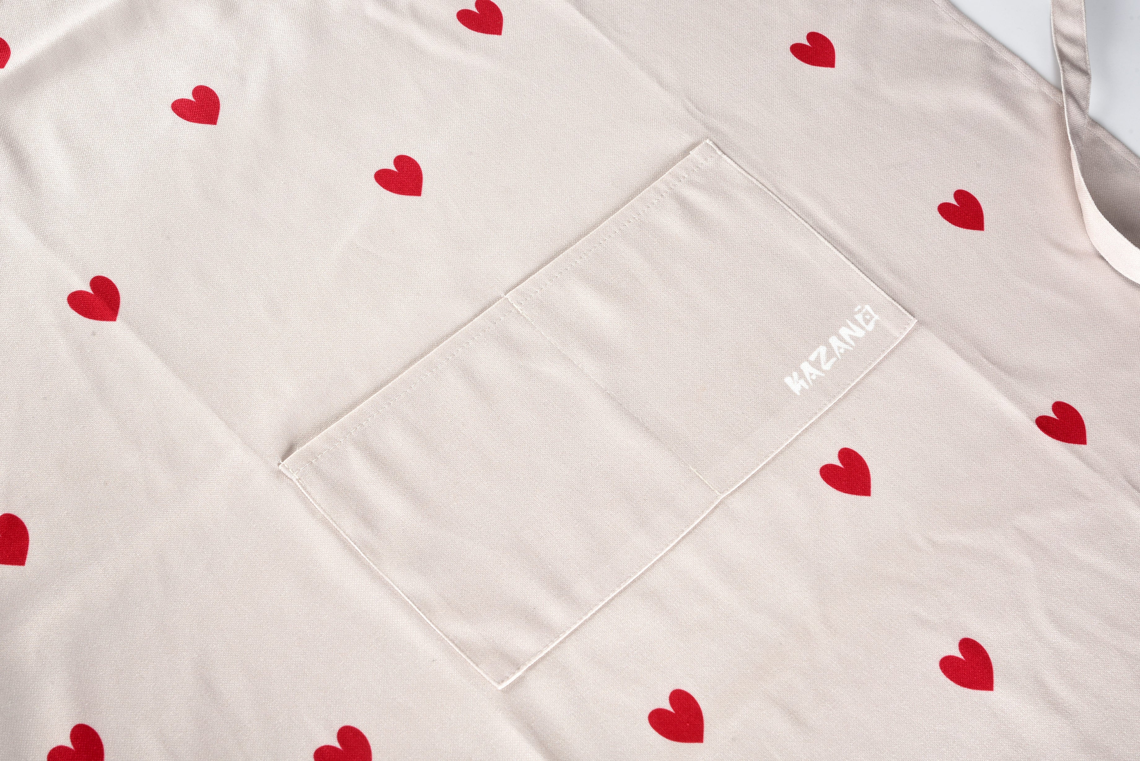 Kazano Küchenschürze Beige Herzmuster